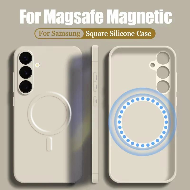 Magnetic Wireless Charge Case For Samsung Galaxy S22 S23 FE S24 Plus Ultra A15 A35 A55 A05 A05S 5G Soft Liquid Silicone Cover