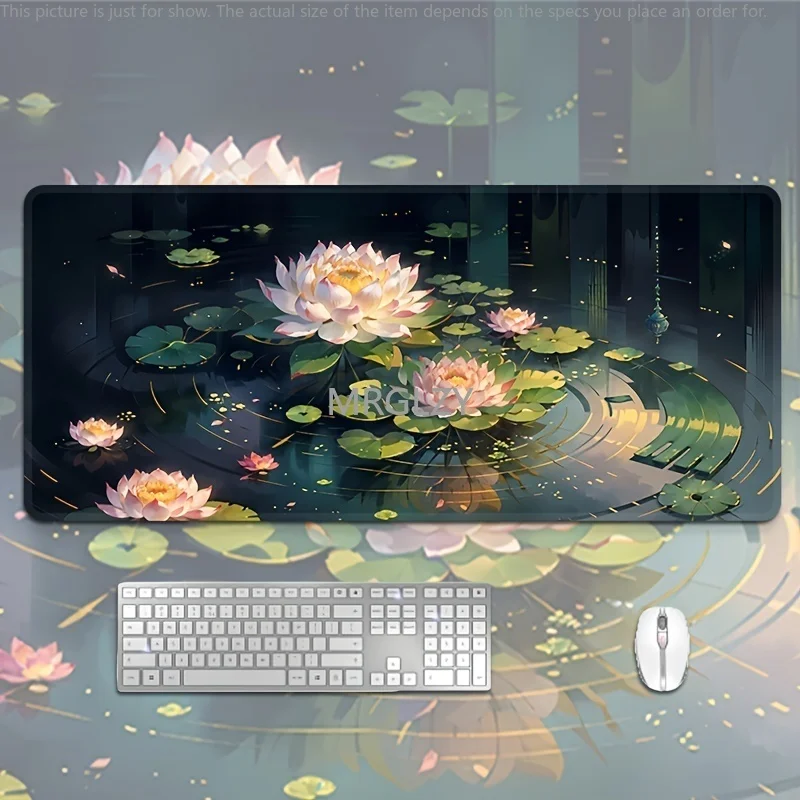 

Коврик для мыши с изображением пруда лотоса, большое резиновое основание, противоскользящие аксессуары для ПК, настольные аксессуары, коврик для мыши для офиса и геймера, коврики для клавиатуры, декоративный коврик