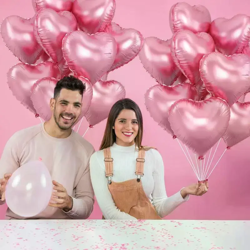 10PCS 18 Inches Large Foil Red Heart Shaped Balloons For Valentine's Day Wedding Shower Anniversary Engagement Decoration