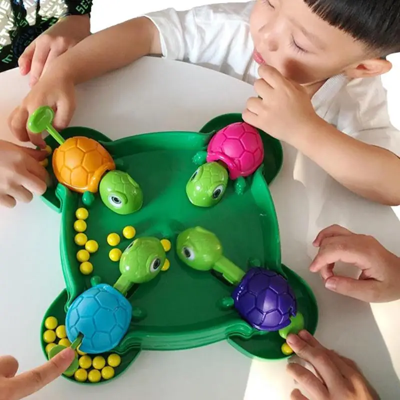 Jeu de société de tortue mangeuse, jouets de planche de tortue affamée, petite tortue gourmande attrape le jeu de balle de haricot, jouets de dos parent-enfant