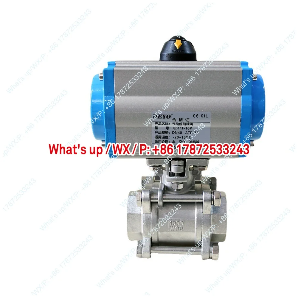 Q611F Threaded Pneumatic Ball Valve 304/316L Stainless Steel Thread Three Piece Threaded High Platform 3 4 6 Points