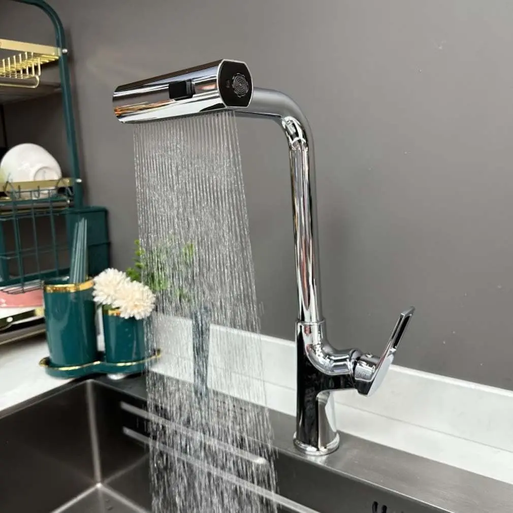 Torneira De Cozinha Giratória Com Cabeça De Pulverização, Water Saving Nozzle, 3 Funções, Cachoeira, Acessórios De Cozinha, 360 Graus