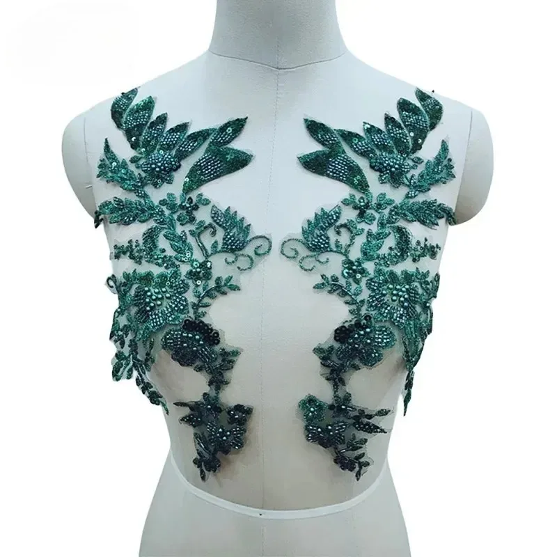 

2Pcs = 1Pair. High Quality Multi-color Bead Lace, Mirrored Flowers, Wedding Dress Shoes, Headdress, DIY Sewing Accessories