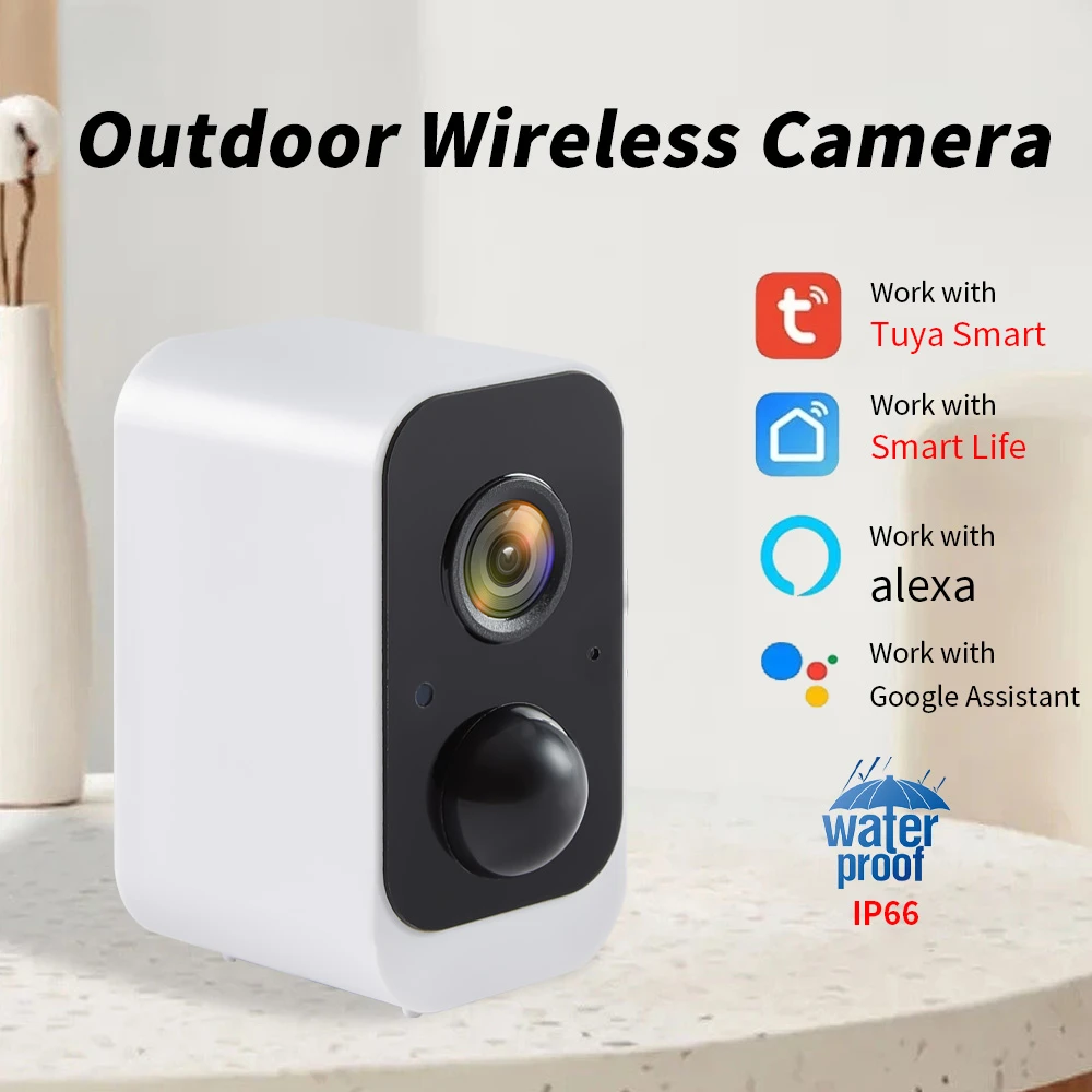 

Tuya Battery Camera IP66 Waterproof Indoor Outdoor Wireless WiFi 1080P Smart Surveillance IP Camera Works with Alexa Google Home