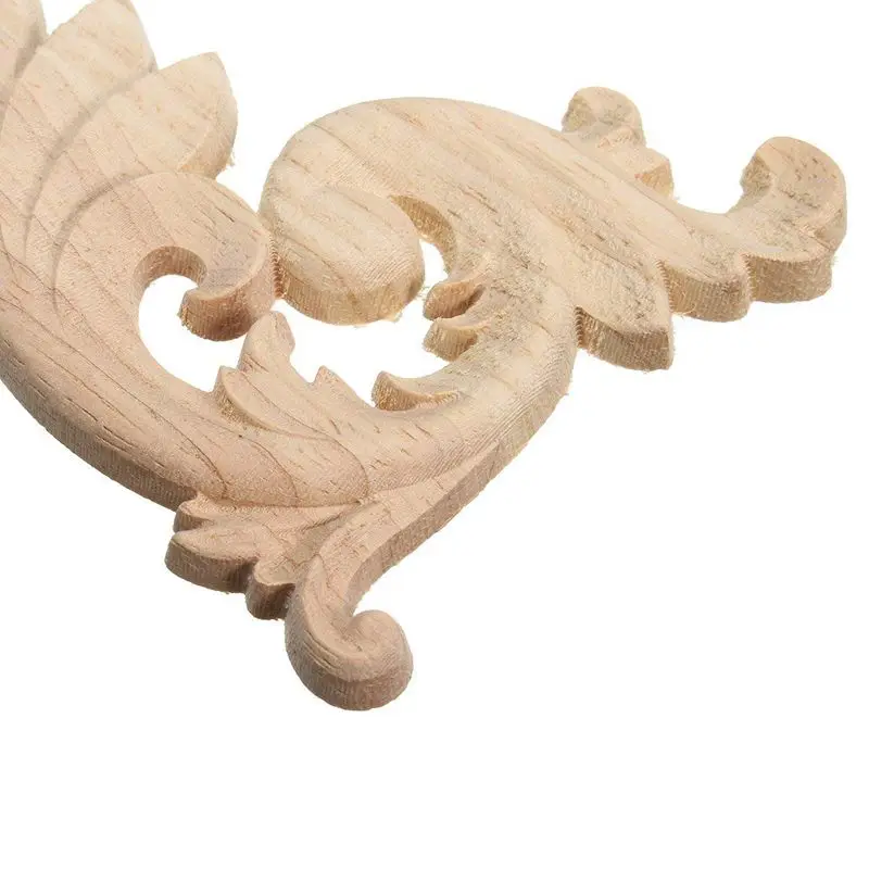 Caliente-4 piezas ornamento adornos de madera hechos a mano para muebles de armario esquina 15X7,5 Cm