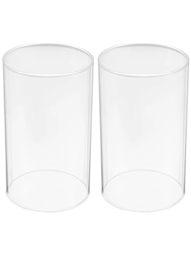 2 pièces de caches en verre transparents cylindriques, couvercle transparent pour cheminée, support en verre décoratif pour la maison et la salle à manger