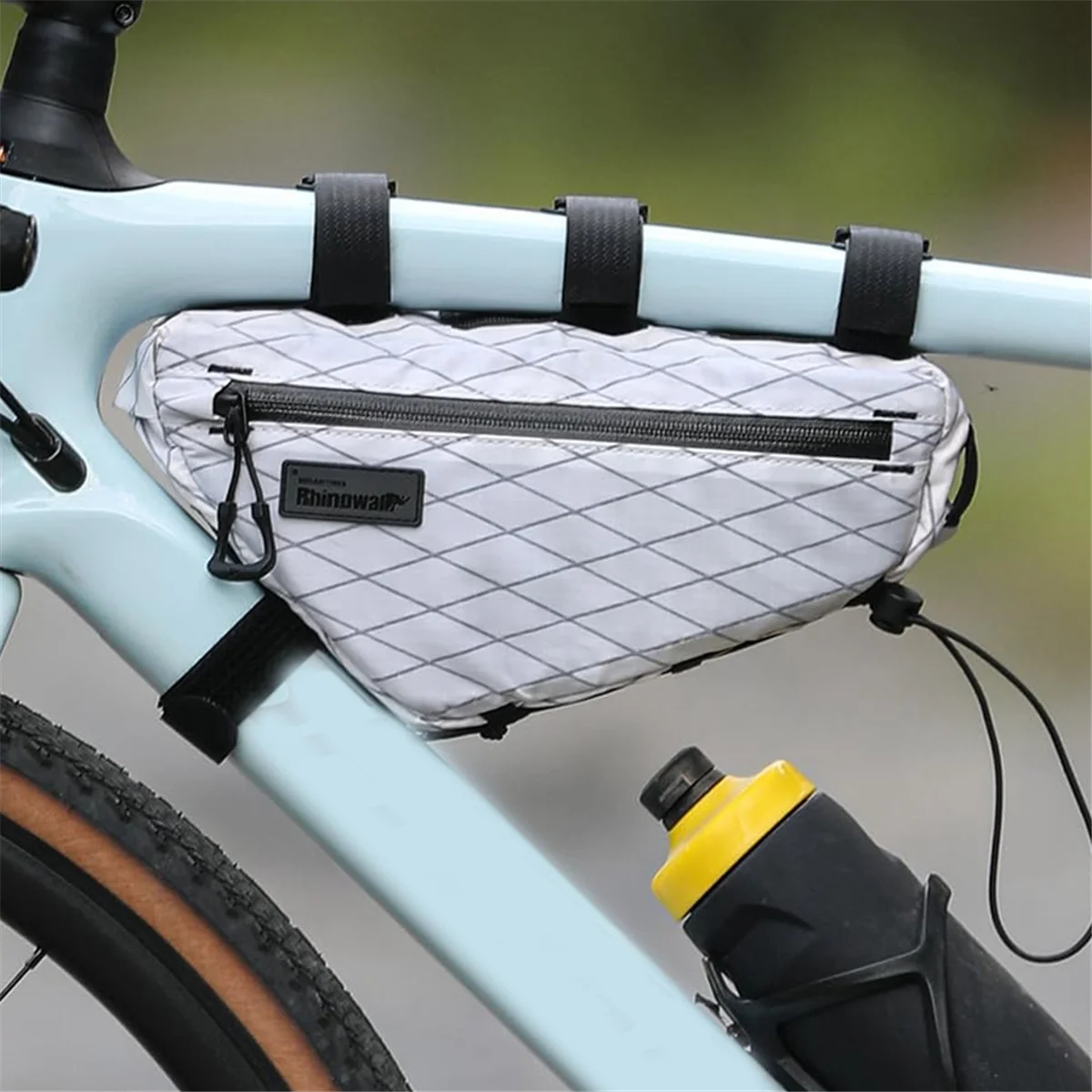 

AA25 Rhinowalk 1.7L Water- Bike Frame Bag Triangular Crossbeam Bag Versatile Bicycle Top Tube Bag for & Road Bikes White