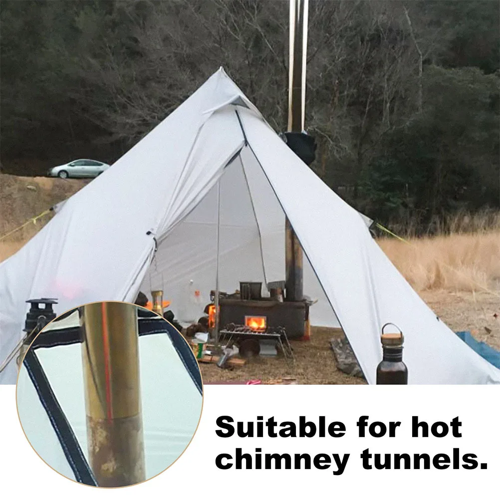 

2Pcs Flame-Retardant Stove Tent Chimney Ring Fireproof Glass Fiber Protection Sleeve Anti-Scald Outdoor Furnace