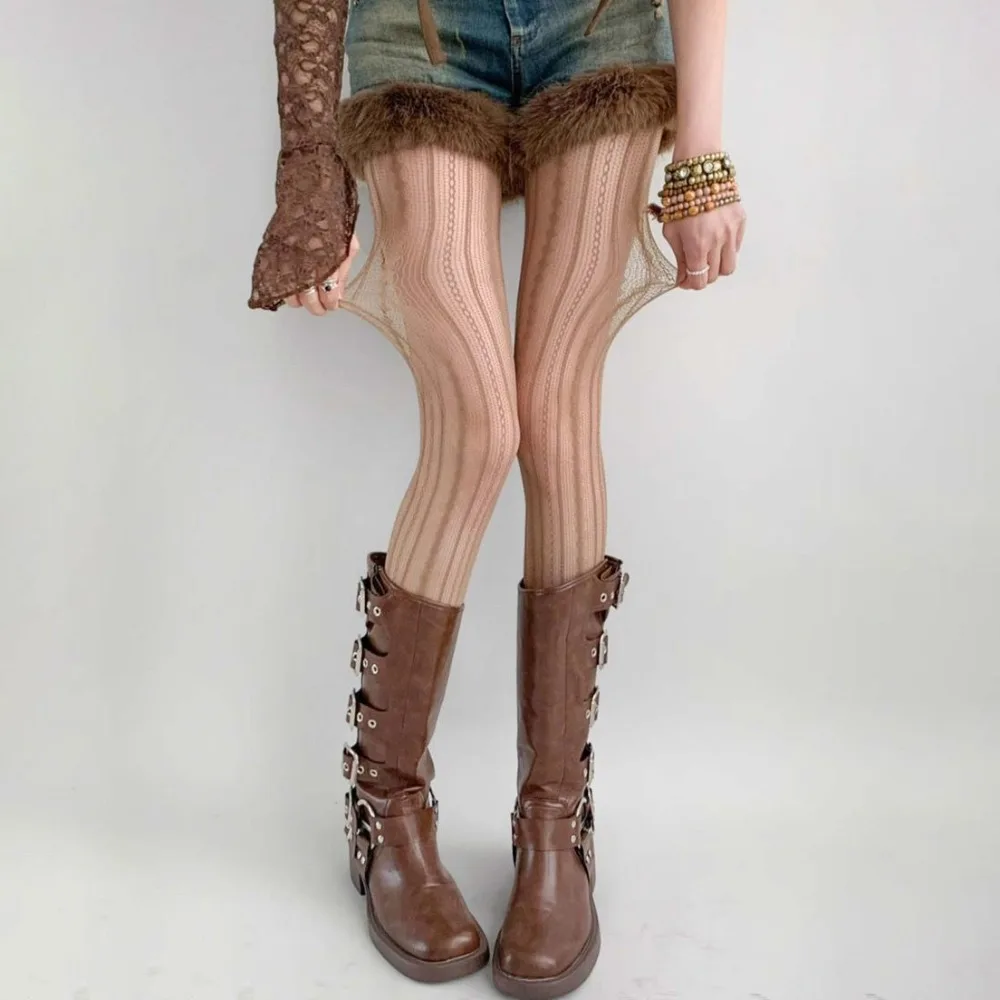 

Новые полосатые кружевные колготки с ромбами, однотонные винтажные женские чулки, ажурные леггинсы JK Lolita Girls