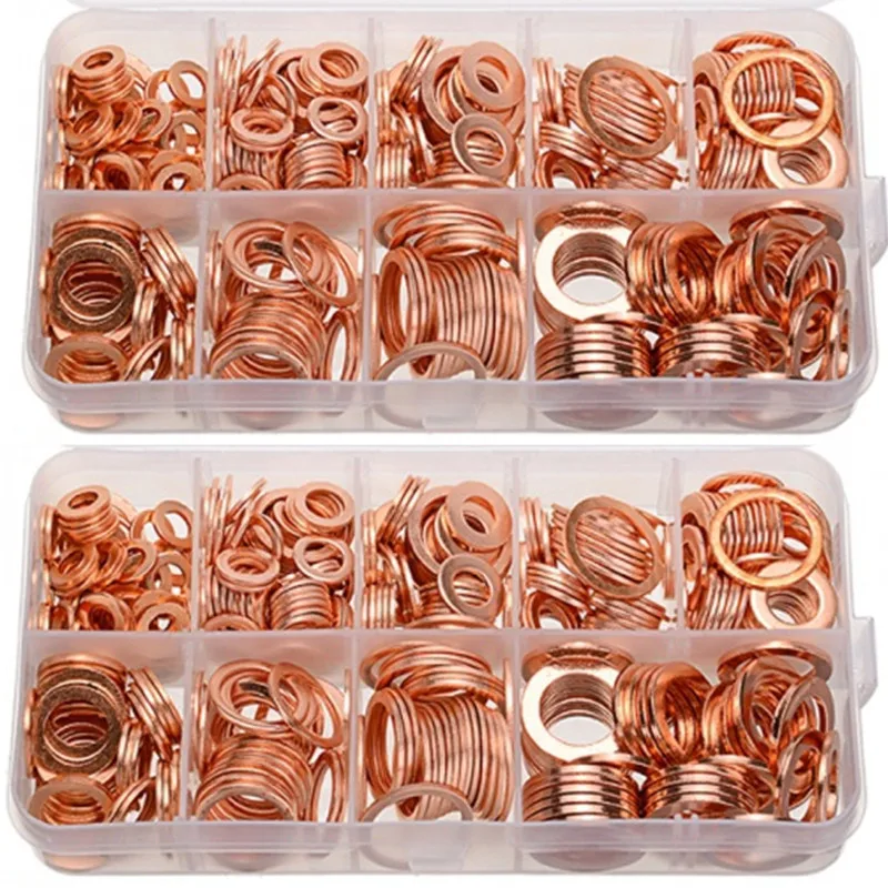 400/280/200/120/100Pcs Washer Copper Sealing Solid Gasket Washer Sump Plug Oil For Boat Crush Flat Seal Ring Tool