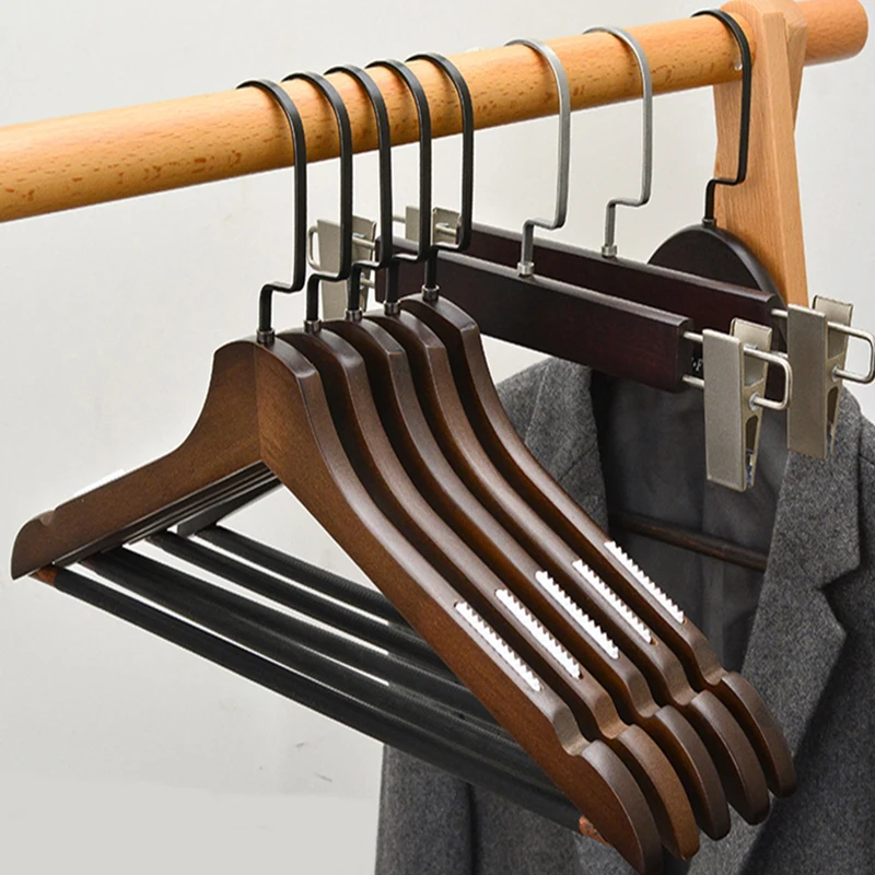 Non-Slip Cloth Hangers for Kids and Adults  Solid Wood  Luxury Velvet  Coat Hanger for Clothes  Suit Display  Closet Organizer ﻿