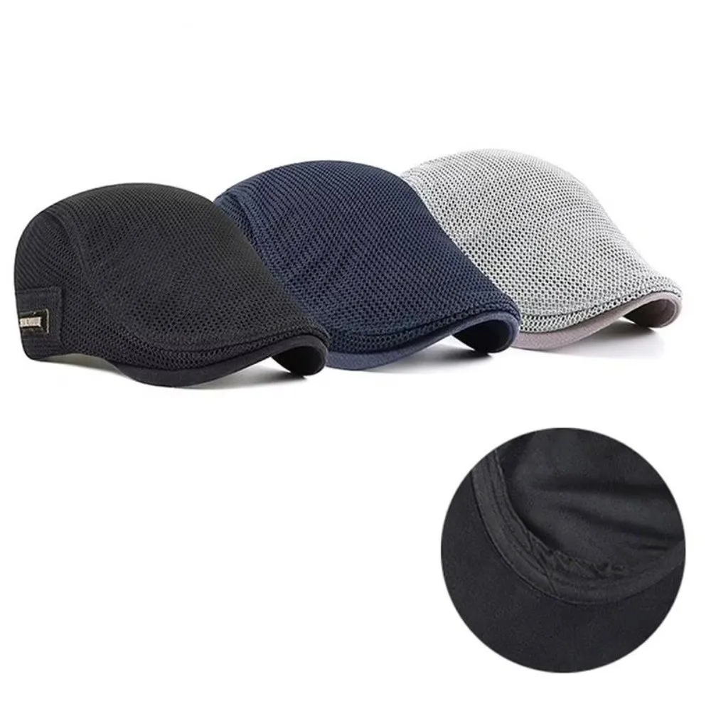 Vintage Breathable Mesh Baseball Cap Peaked Design Cotton Blend Dad Hat Unisex Style Adjustable Strap Newsboy Cap Outdoor Use