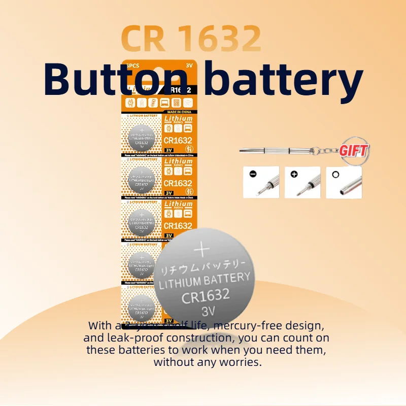 

CR1632 3V Button Batteries Mercury-Free, Leak-Proof Coin Cell Batteries with Free Mini Screwdriver for Car Key Fobs, Watches
