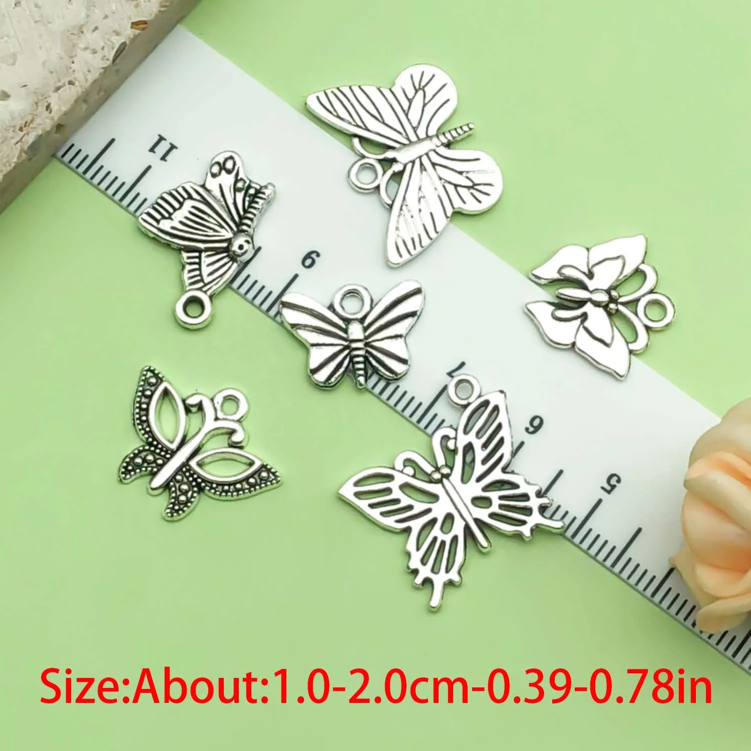 20/22pcs Retro Antique Silvery Butterfly Design Charms Alloy Metal Pendants For DIY Bracelet Necklace Jewelry Making Accessories