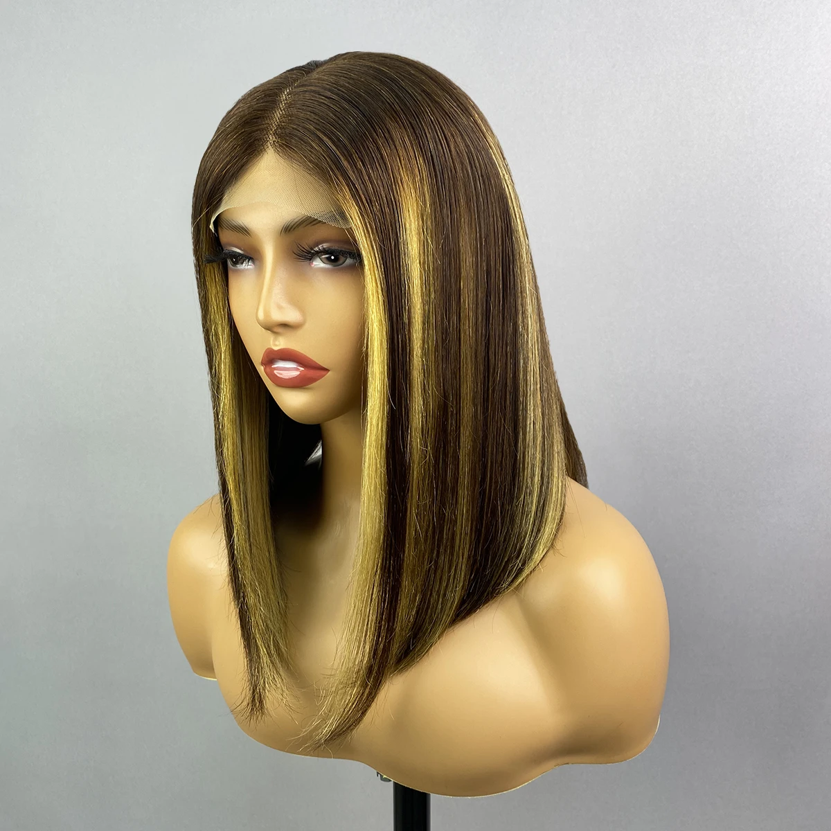 

Highlight Bob Wig Human Hair Wigs Bone Straight Lace Front Wig For Women Human Hair Honey Blonde P4/27 Bob Lace Frontal Wig