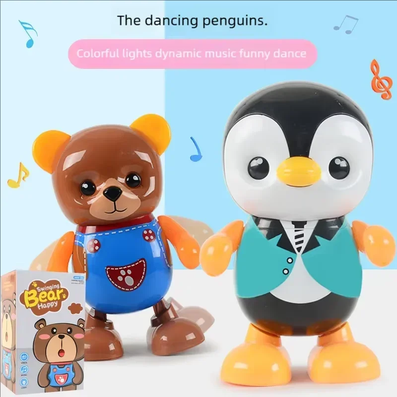 Dansend pinguïnspeelgoed met LED en verlichting Muziek Interactieve schommel Lopende robot Vroeg leren Zintuiglijk Educatief Slim