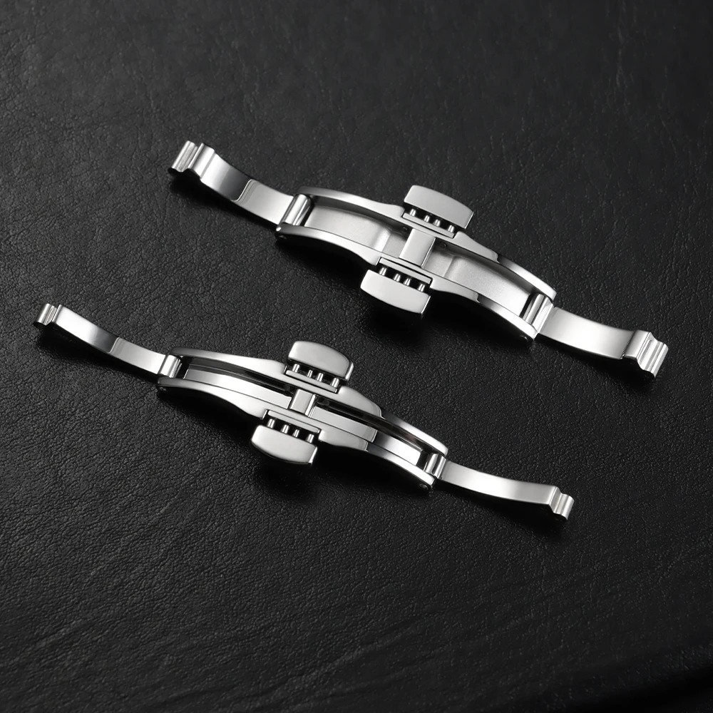 Silver Stainless Steel Butterfly Buckle for Tissot 1853 T035617 T035439 Watch Buckles Double Press Watch Strap Solid Steel Clasp view 5