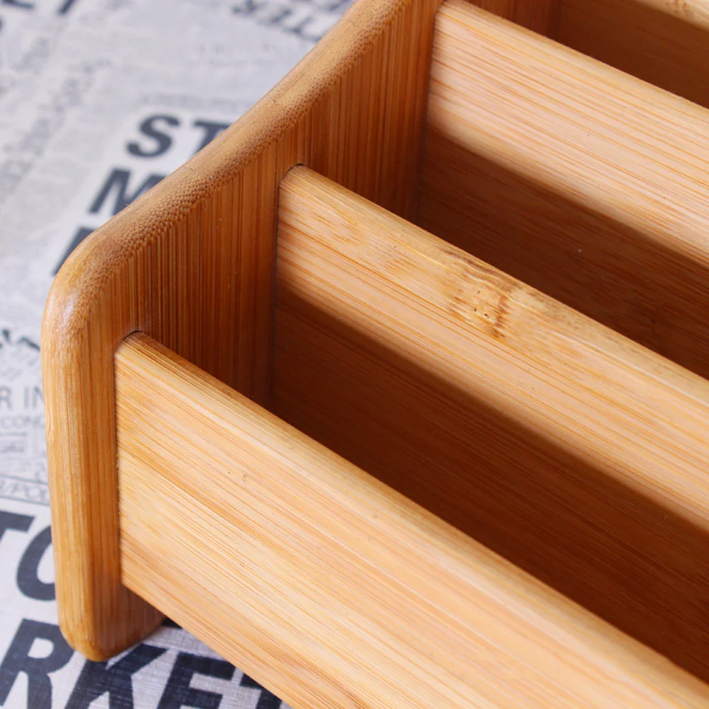 Schreibtisch-Organizer aus Bambus, 3-Gitter-Aufbewahrungsbox für Fernbedienung, Snacks, Kosmetik, Heimbüro, Halter, multifunktionale Tischaufbewahrung