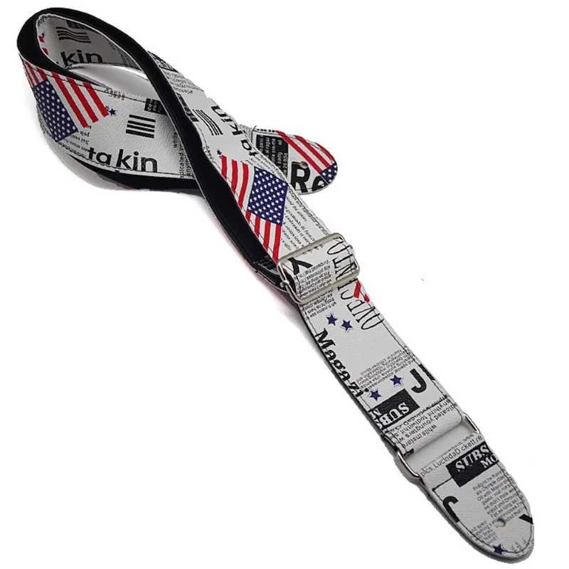 Electric Acoustic Guitar Strap, Newspapers Pattern, Bass Strap