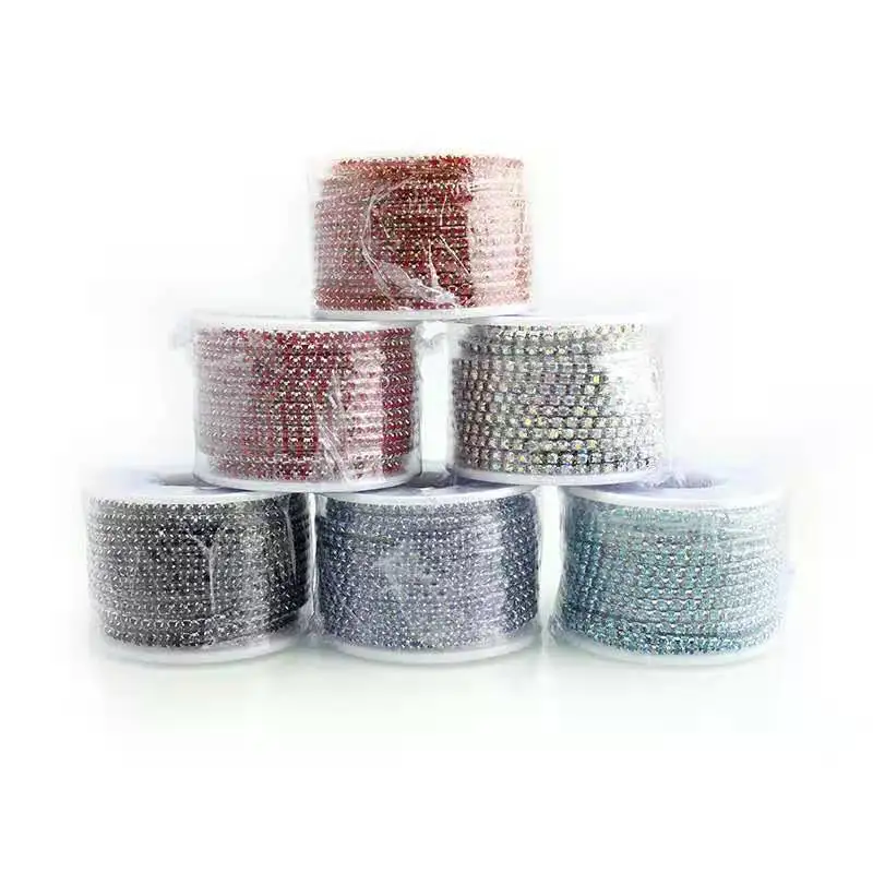 20yards 2mm 3mm Glitter Crystal Rhinestone Chain Sew-On Glue-On For ClothingDIY Garment Accessories trim Cup Chain