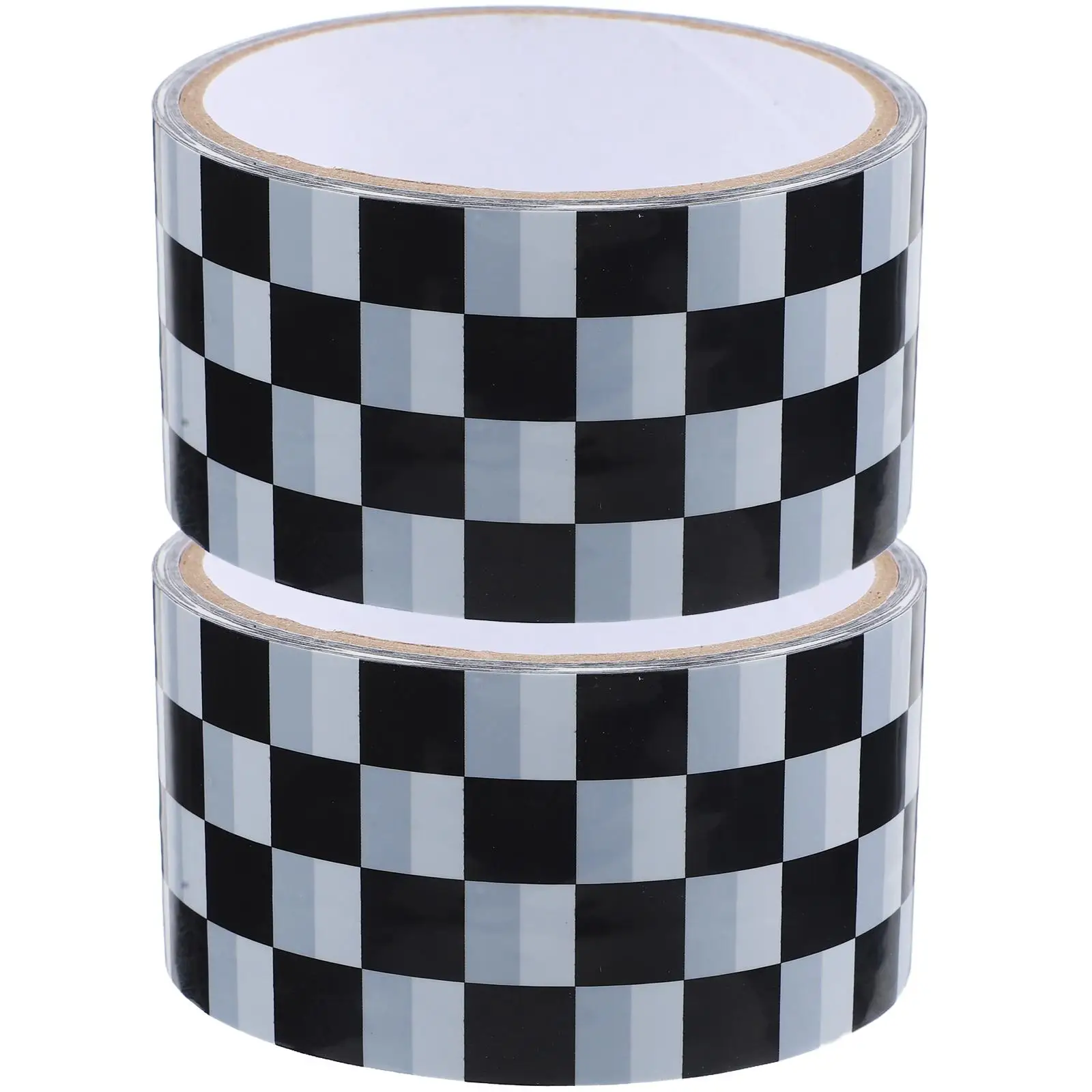 2 Rolls Black White Checkered Tape 15m x 4.8cm DIY Racing Sealing Packing Refill Practical Carton Craft Use
