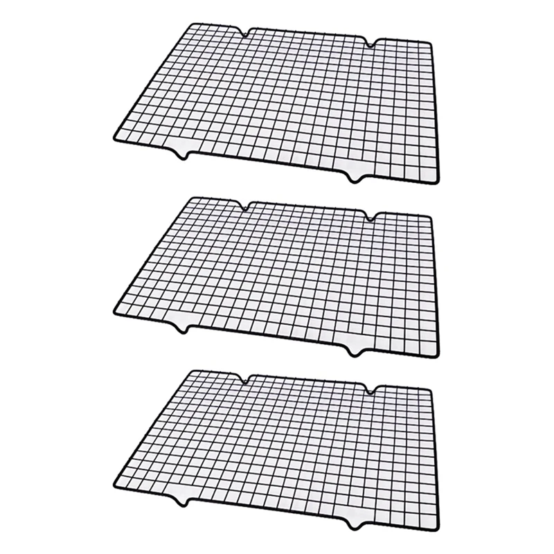 3Pcs Cake Cooling Rack, Black Carbon Steel Bread Drying Net, Baking Tool, Non Stick Cooling Net, Baking Tray, Net Rack