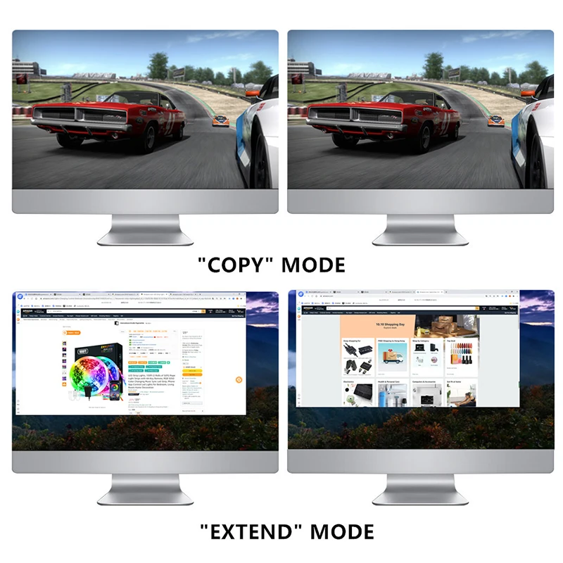 HDMI-compatible Splitter Switch Game Internet Splitter Adapter 2X1 Dual DP/HDMI-compatible KVM Switch extend screen Splitter Box