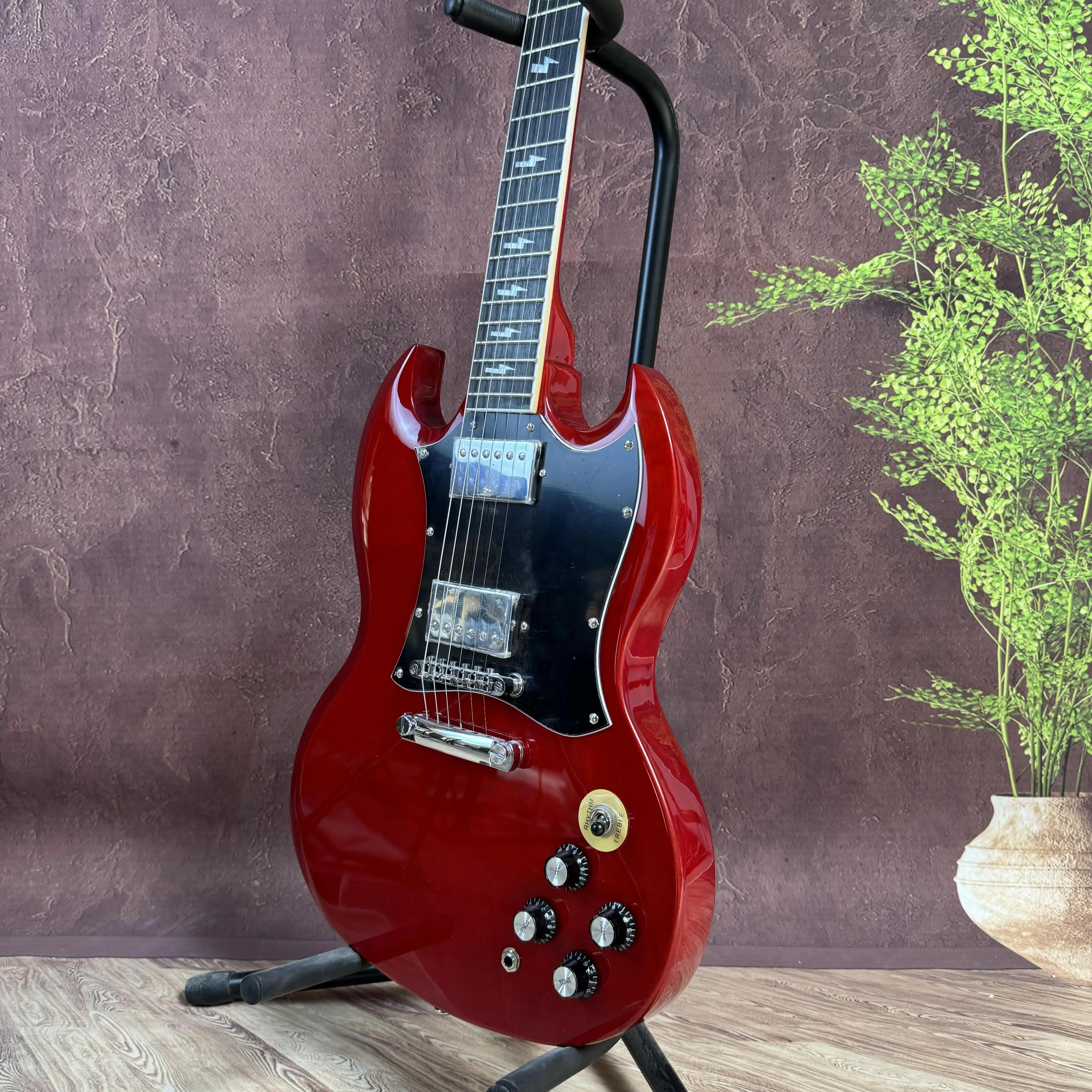 Red electric Guitar 6-string 22 frets HH pickup Chrome plated hardware rose wood fingerboard fast delivery