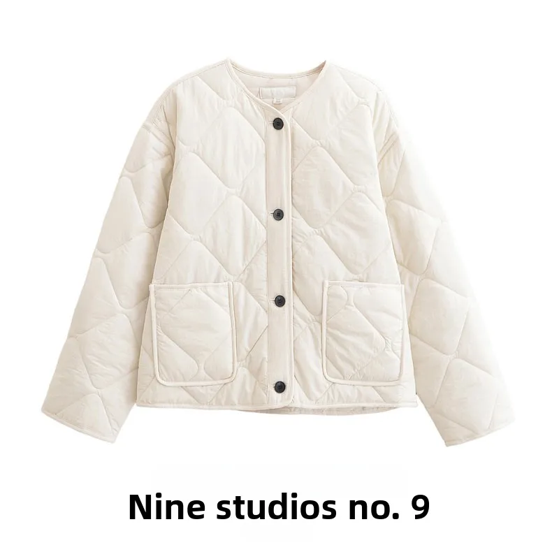 

Простая однотонная хлопковая куртка с ромбовидным узором, декорированная, для повседневной носки, длинная, с круглым вырезом, на одной пуговице