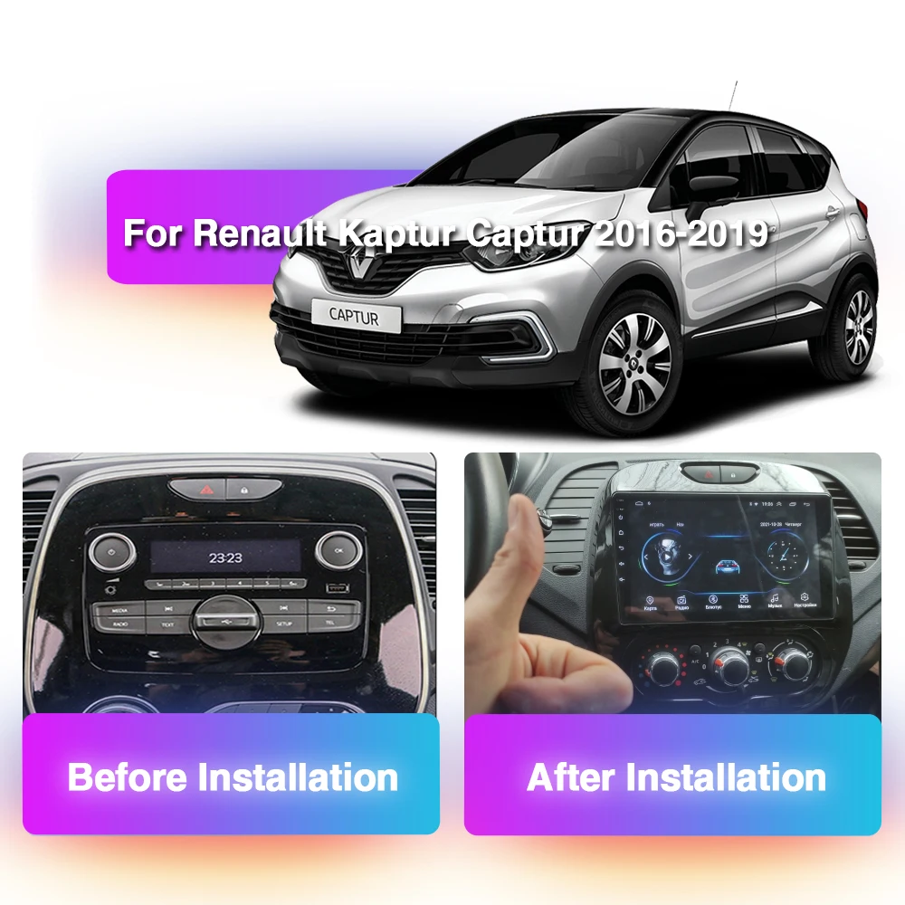 Carplay Android 12 8Core Car DVD Player Navigation 6G 128GB For Renault Kaptur Captur 2016 2017 2018 2019 GPS Stereo Radio 2Din