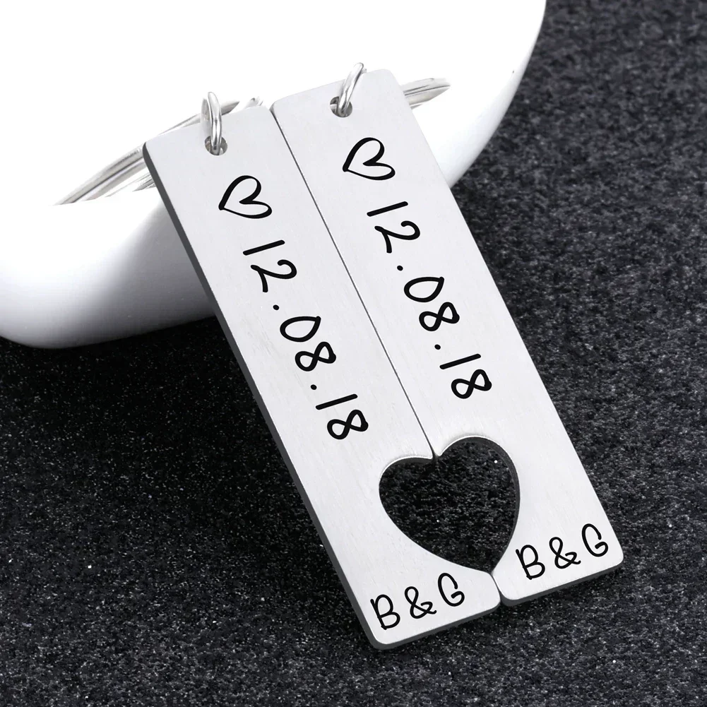 Customized Couples Keychain Boyfriend Girlfriend Keyring Husband Anniversary Valentine Day Gift Pinky Promise Women Men KeyChain