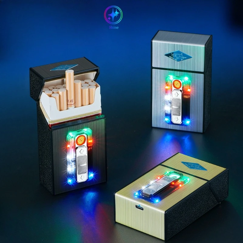 

New Cool Whole Pack Thick Cigarette USB Charging Cigarette Box Lighter Windproof Tungsten Wire New Unique Smoking Equipment