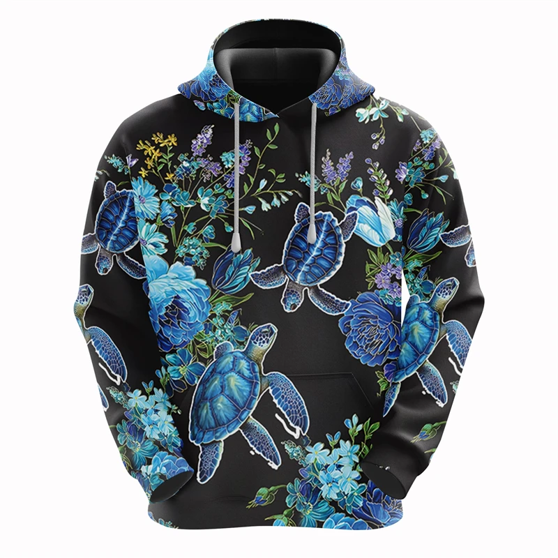 Beach Turtle 3D Printed Hoodies For Men Clothes Casual Starfish Graphic Sweatshirts Sea Animal Pullovers Hawaiian Kids Tracksuit