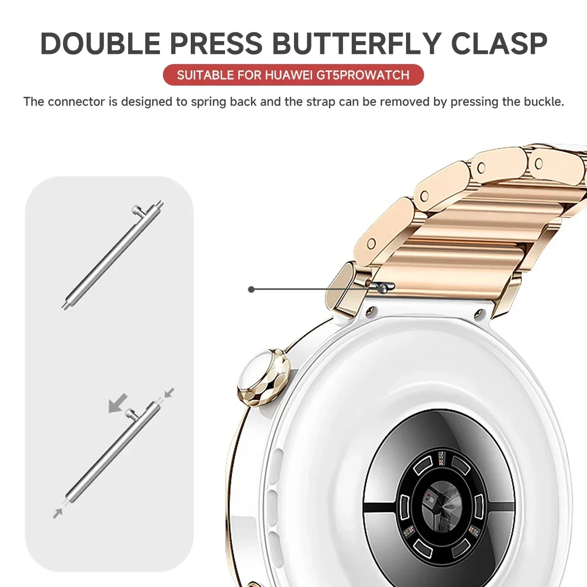 18mm Ceramic Strap for Huawei Watch GT6 GT5 GT4 41mm GT5 Pro 42mm Bracelet Durable Metal Butterfly Buckle Replace Wristband image 5