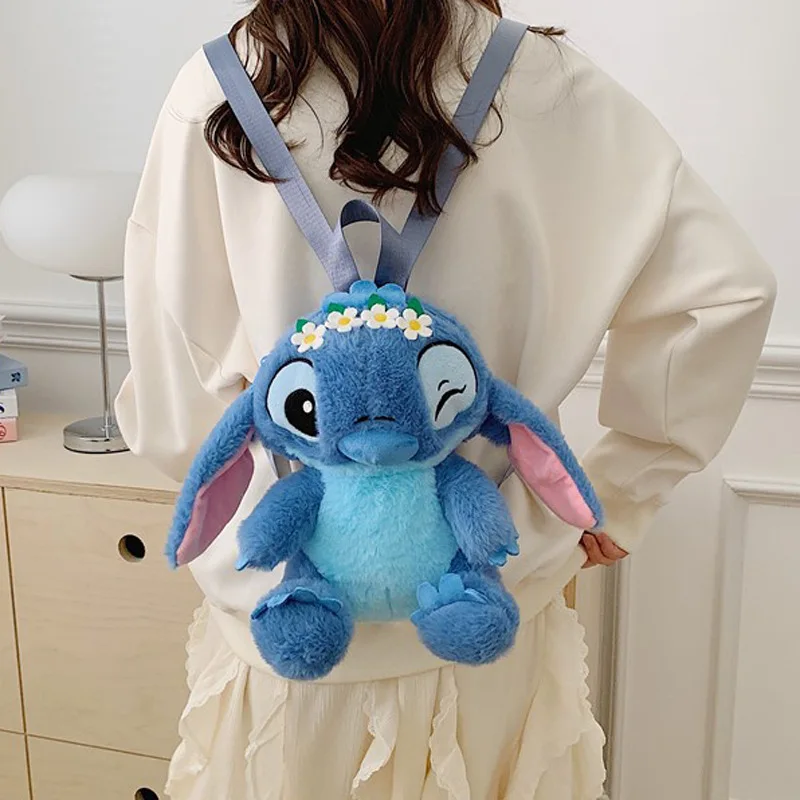 حقيبة ديزني ستيتش أنجل القطيفة، حقيبة ظهر دمية الرسوم المتحركة اللطيفة، حزام كتف قابل للتعديل، هدايا عيد الميلاد والكريسماس #3