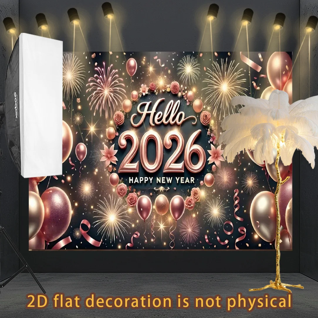 2026 سنة جديدة سعيدة راية قماش مزخرف جداري ديكور الحفلات للاحتفال بالعام الجديد الجدار الشنق قماش صوفي جدار النسيج جدار حصيرة #1