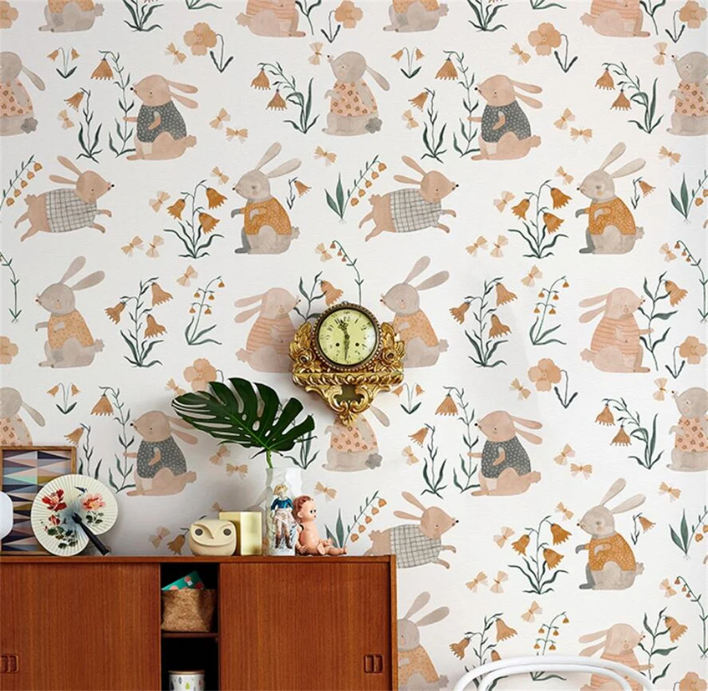 Nordic kaninchen 3D tapete kinder schlafzimmer wand papier frauen zimmer Hintergrund wand nach wandbild papel de parede hause deco