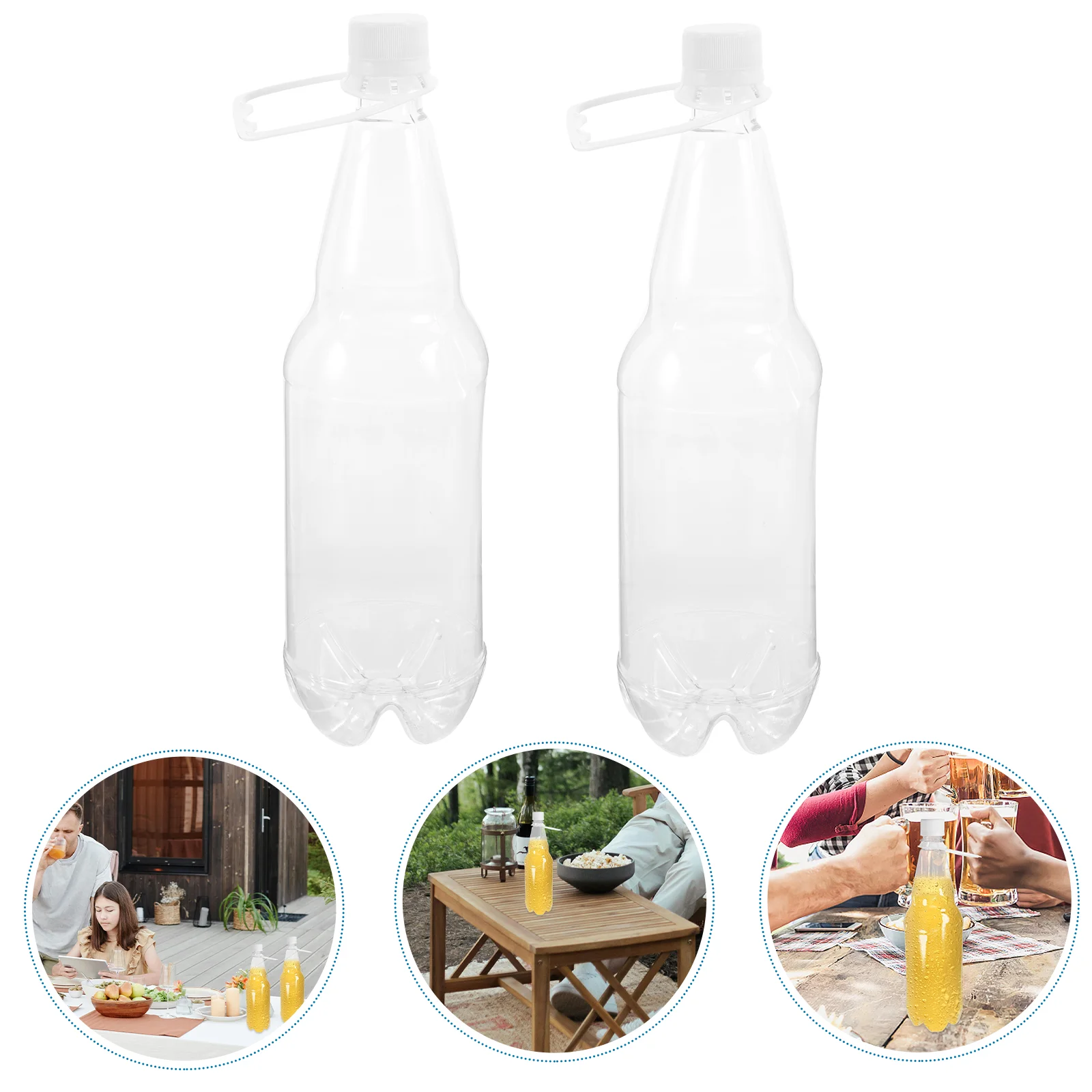 2 Pcs Beer Bottle Empty Juicing Bottles with Lids Water Clear Storage Containers Drinking Flasks for Fridge Juice Soda Portable