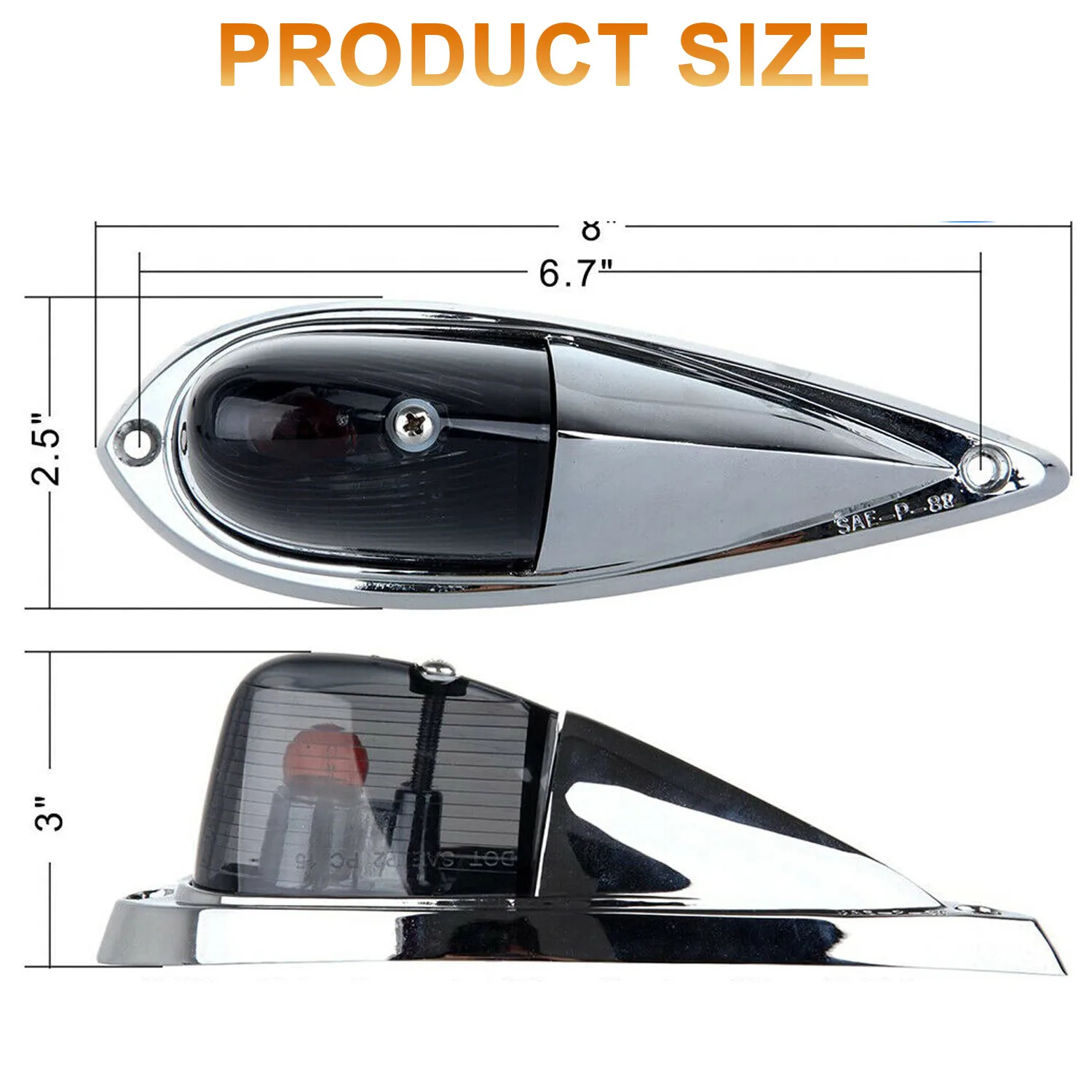 5Pcs Smoked Lens Amber LED Cab Roof Marker Running Lights Fit Truck Universal Teardrop Style