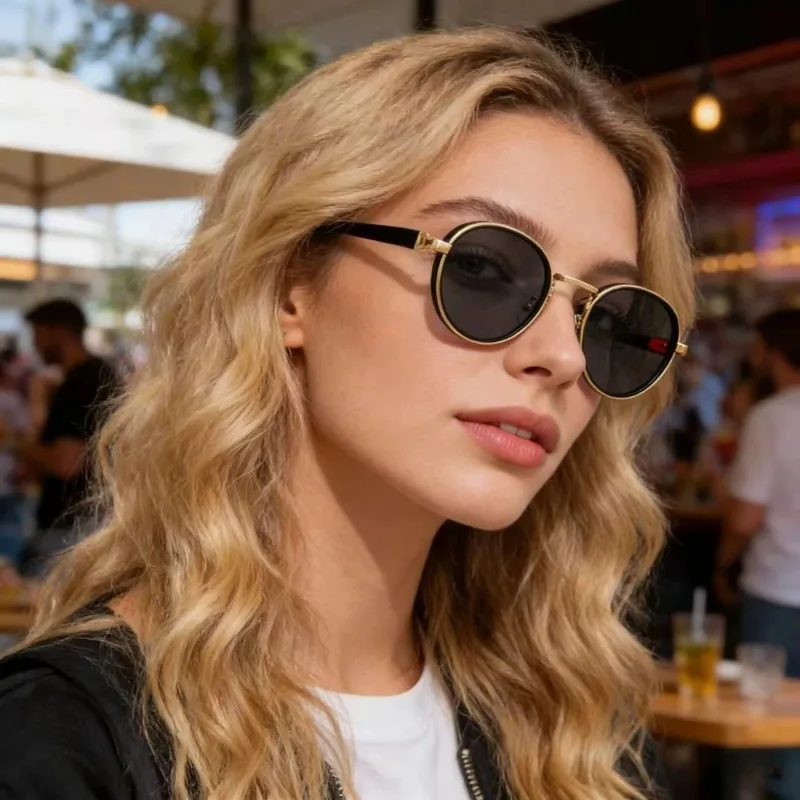 

Новые роскошные солнцезащитные очки в круглой металлической оправе, женские модные очки в стиле панк, унисекс, повседневные солнцезащитные очки для путешествий, UV400, защита от синего света, Y2k