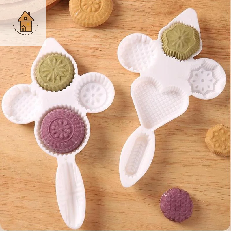 

5in1 Bean Paste Cake Mold Flower Love Handmade Pastry Mold Kitchen Moon Cake Baking Molds Festival Hand Pressed Pastry Maker