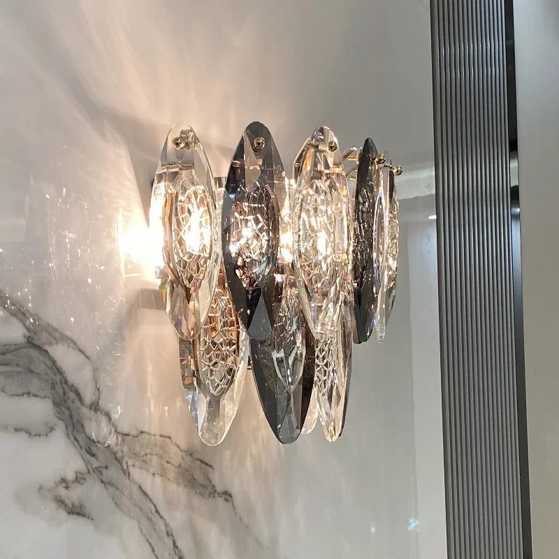 Light Luxury Crystal Chandelier Living Room Headlight Simple Atmosphere Bedroom Lamp Led Dining Room Lamp Post-Modern High-end