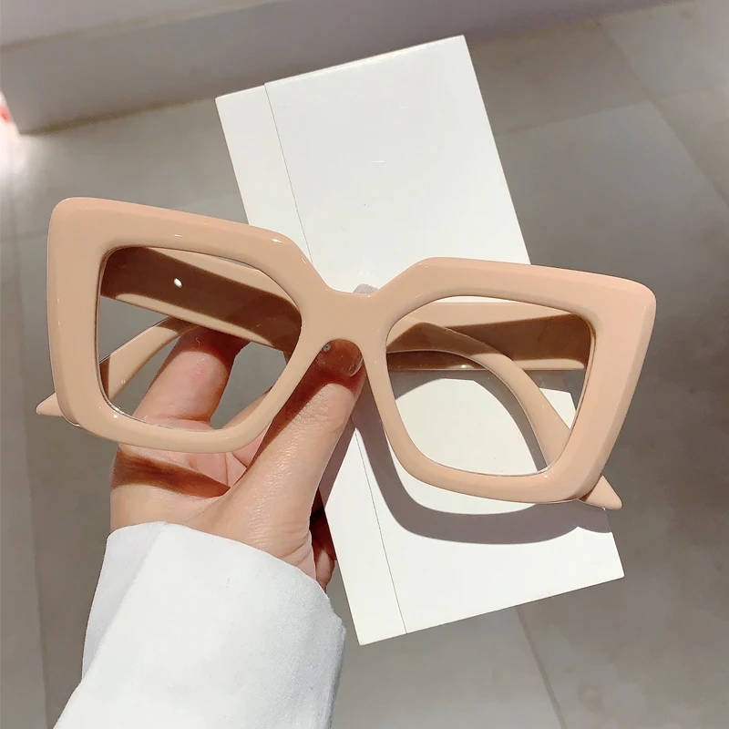 KAMMPT Trendy Women Glasses Frame Stylish Square Brand Design Eyewear Oversize Eyeglasses for Decoration Photograph