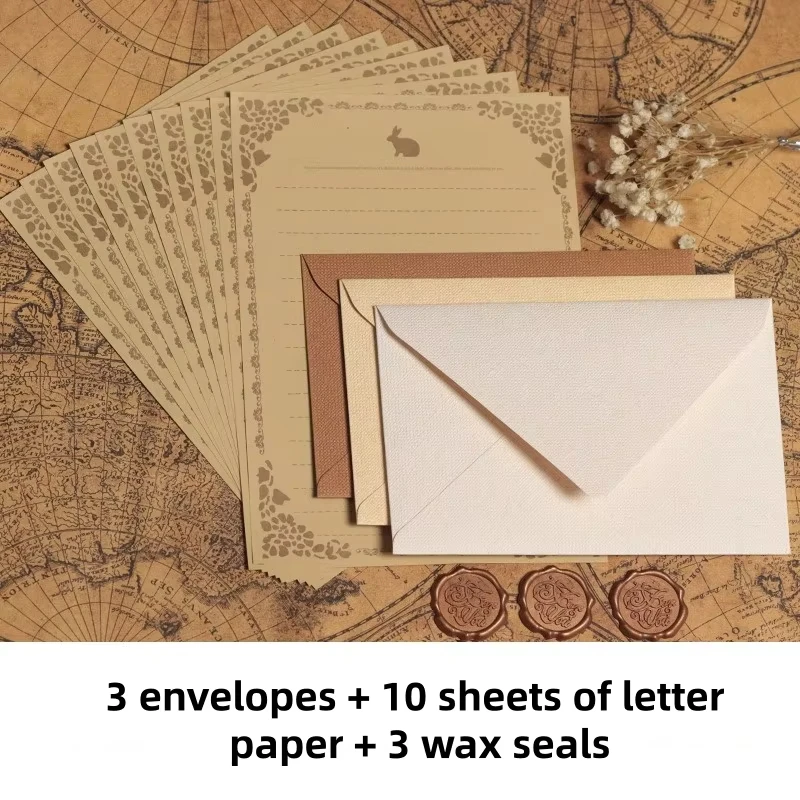 16Pcs Luxury Linen Texture Stationery Set Envelopes Letter Paper Kit with Wax Seal for Wedding Invitations Mails Birthday Cards