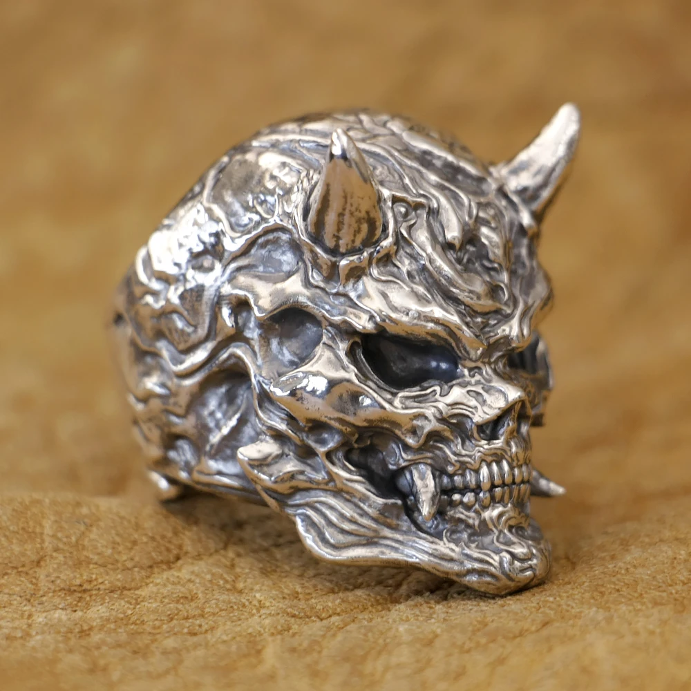 925 Sterling Silver Black Myth Jewelry Red Boy Punk Ring TA515 Open US Size 8~15