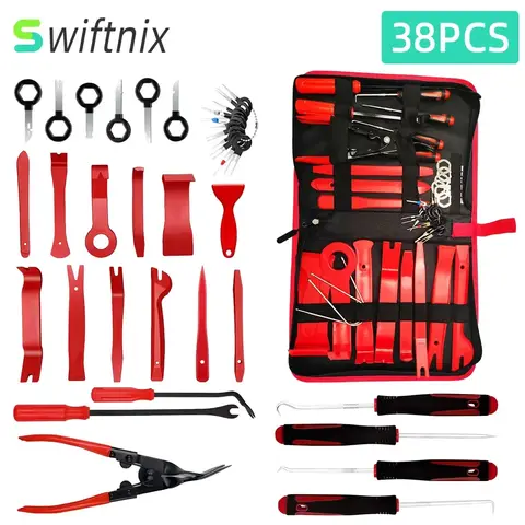 자동차 도어 클립 자동차 분해 도구 세트 DVD 스테레오 수리 키트 인테리어 플라스틱 트림 패널 대시 보드 제거 도구 수리 도구