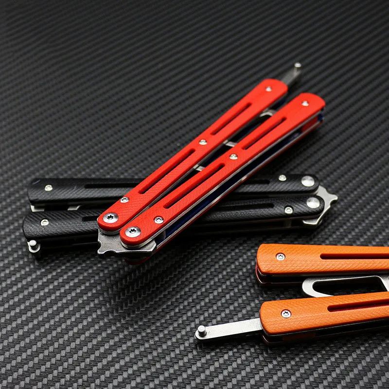 Dropship Folding Butterfly Training Knife Trainer Ball Bearing  G10 Handle Gaming Tool No Edge Dull for Exercise