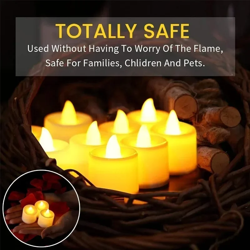 1/48PCS LED Electronic Candle Lights Colorful Battery Powered Flameless Tealight Wedding Birthday Party Romantic Decor Supply