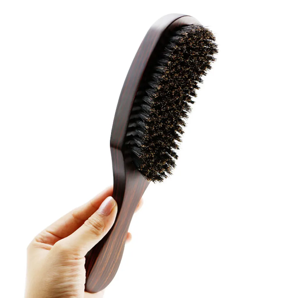 فرشاة اللحية بشعيرات الخنزير مقبض من الخشب الصلب للرجال تصفيف شعر الوجه وتدليك اللحية أداة تنظيف المحمولة #6