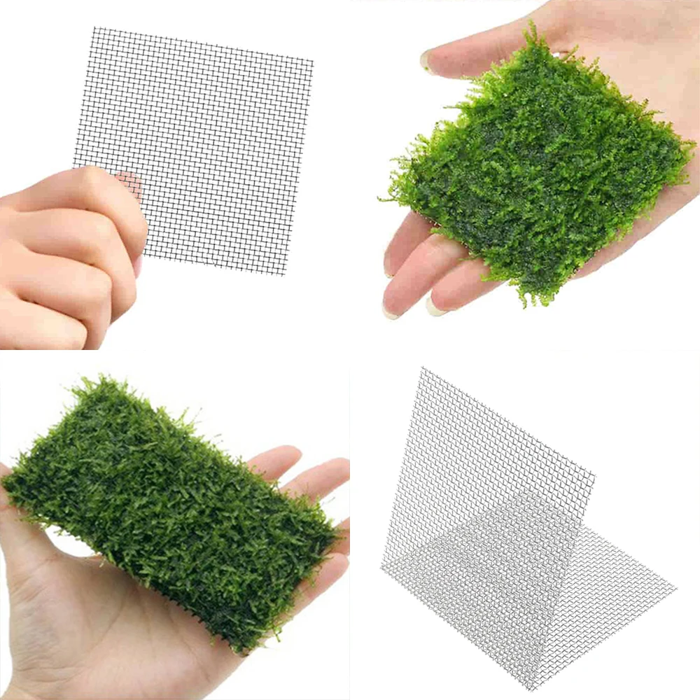 10PCS Aquarium Stainless Steel Wire Mesh Pad Moss Water Grass Fixed Landscape Decoration Fish Tank Stainless Steel Wire Mesh Pad